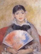 girl witb a f an Pierre Auguste Renoir